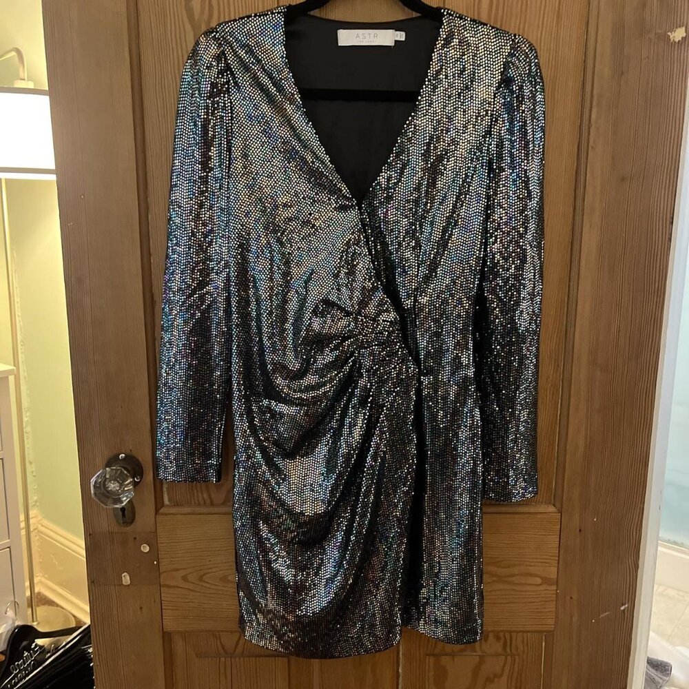 ASTR The Label Women's Wrap Sparkly Dress